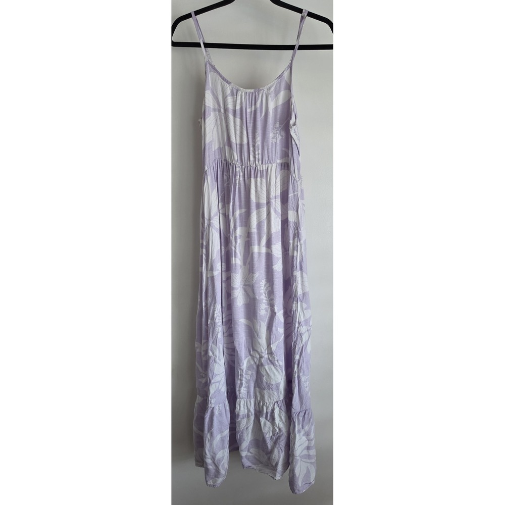 Kiwi + Punch Maxi Dress M Sleeveless Floral Purple White Casual Sundress Gown